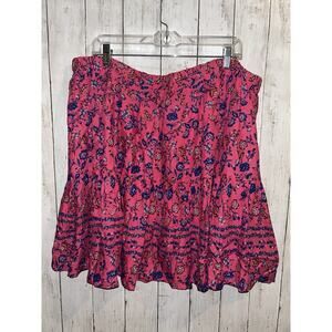 Lane Bryant Skirt 22 24 Tiered Short Arlene Floral Boho Gathers Rayon Summer NWT